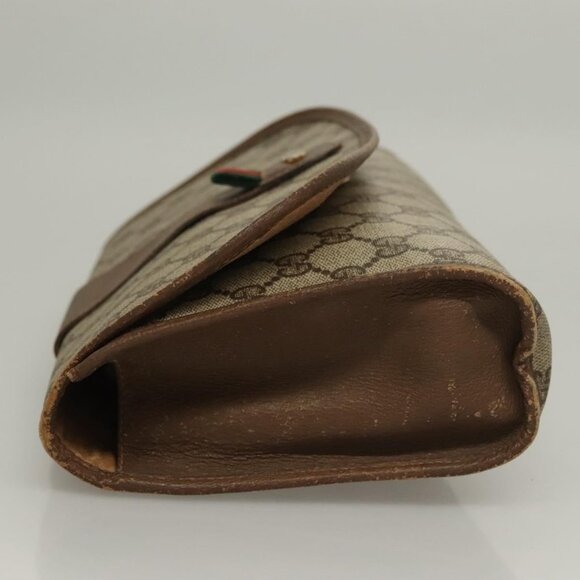 GUCCI GG Supreme Web Sherry Line Clutch Bag PVC Beige Gold 89 01 030 Auth BA4284 - Picture 4 of 16